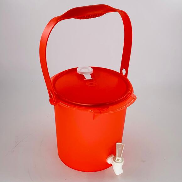 Tupperware Jumbo Canister Handle Serving Spout Pouring Orange Lid 20 C 1 Gallon - Picture 5 of 6